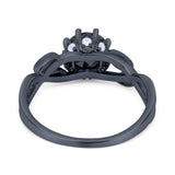 Floral Infnity Shank Engaement Ring Round Cubic Zirconia 925 Sterling Silver (7mm)