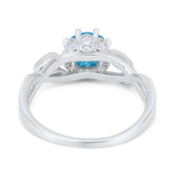 Floral Infnity Shank Wedding Engaement Ring Round Cubic Zirconia 925 Sterling Silver