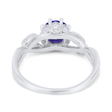 Floral Infnity Shank Wedding Engaement Ring Round Cubic Zirconia 925 Sterling Silver