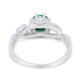 Floral Infnity Shank Wedding Engaement Ring Round Cubic Zirconia 925 Sterling Silver