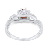 Floral Infnity Shank Wedding Engaement Ring Round Cubic Zirconia 925 Sterling Silver