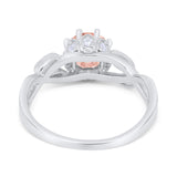 Floral Infnity Shank Wedding Engaement Ring Round Cubic Zirconia 925 Sterling Silver