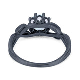 Floral Infnity Shank Engaement Ring Round Cubic Zirconia 925 Sterling Silver (7mm)