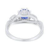Floral Infnity Shank Wedding Engaement Ring Round Cubic Zirconia 925 Sterling Silver