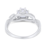 Floral Infnity Shank Wedding Engaement Ring Round Cubic Zirconia 925 Sterling Silver