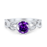 Floral Infnity Shank Wedding Engaement Ring Round Cubic Zirconia 925 Sterling Silver