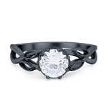 Floral Infnity Shank Engaement Ring Round Cubic Zirconia 925 Sterling Silver (7mm)