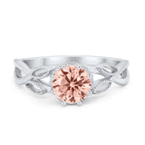 Floral Infnity Shank Wedding Engaement Ring Round Cubic Zirconia 925 Sterling Silver