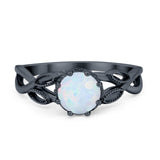 Floral Infnity Shank Engaement Ring Round Cubic Zirconia 925 Sterling Silver (7mm)