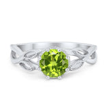 Floral Infnity Shank Wedding Engaement Ring Round Cubic Zirconia 925 Sterling Silver