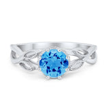 Floral Infnity Shank Wedding Engaement Ring Round Cubic Zirconia 925 Sterling Silver