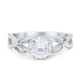 Floral Infnity Shank Wedding Engaement Ring Round Cubic Zirconia 925 Sterling Silver