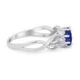 Floral Infnity Shank Wedding Engaement Ring Round Cubic Zirconia 925 Sterling Silver