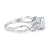 Floral Infnity Shank Wedding Engaement Ring Round Cubic Zirconia 925 Sterling Silver