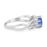 Floral Infnity Shank Wedding Engaement Ring Round Cubic Zirconia 925 Sterling Silver