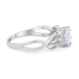 Floral Infnity Shank Wedding Engaement Ring Round Cubic Zirconia 925 Sterling Silver