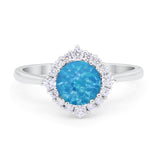 Floral Art Deco Wedding Engagement Bridal Ring Round Cubic Zirconia 925 Sterling Silver