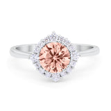 Floral Art Deco Wedding Engagement Bridal Ring Round Cubic Zirconia 925 Sterling Silver