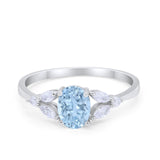 Oval Art Deco Wedding Engagement Ring Marquise Cubic Zirconia 925 Sterling Silver