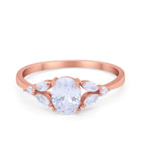 Oval Art Deco Wedding Engagement Ring Marquise Cubic Zirconia 925 Sterling Silver