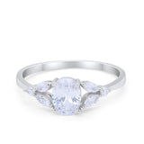 Oval Art Deco Wedding Engagement Ring Marquise Cubic Zirconia 925 Sterling Silver
