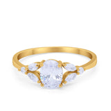 Oval Art Deco Wedding Engagement Ring Marquise Cubic Zirconia 925 Sterling Silver