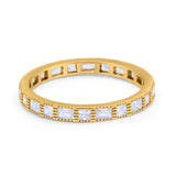 Stacking Stackable Wedding Band Art Deco Round Cubic Zirconia 925 Sterling Silver