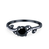 Floral Art Deco Wedding Engagement Bridal Ring Round Cubic Zirconia 925 Sterling Silver