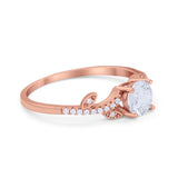 Floral Art Deco Wedding Engagement Bridal Ring Round Cubic Zirconia 925 Sterling Silver
