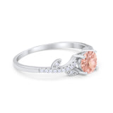 Floral Art Deco Wedding Engagement Bridal Ring Round Cubic Zirconia 925 Sterling Silver