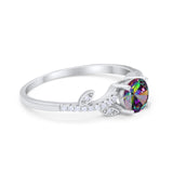 Floral Art Deco Wedding Engagement Bridal Ring Round Cubic Zirconia 925 Sterling Silver