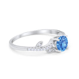 Floral Art Deco Wedding Engagement Bridal Ring Round Cubic Zirconia 925 Sterling Silver