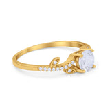 Floral Art Deco Wedding Engagement Bridal Ring Round Cubic Zirconia 925 Sterling Silver