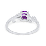 Floral Art Deco Wedding Engagement Bridal Ring Round Cubic Zirconia 925 Sterling Silver