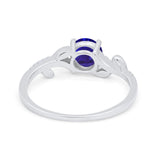 Floral Art Deco Wedding Engagement Bridal Ring Round Cubic Zirconia 925 Sterling Silver