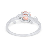 Floral Art Deco Wedding Engagement Bridal Ring Round Cubic Zirconia 925 Sterling Silver