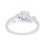 Floral Art Deco Wedding Engagement Bridal Ring Round Cubic Zirconia 925 Sterling Silver
