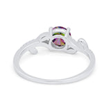 Floral Art Deco Wedding Engagement Bridal Ring Round Cubic Zirconia 925 Sterling Silver