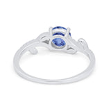 Floral Art Deco Wedding Engagement Bridal Ring Round Cubic Zirconia 925 Sterling Silver