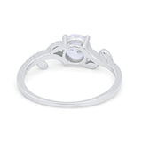 Floral Art Deco Wedding Engagement Bridal Ring Round Cubic Zirconia 925 Sterling Silver