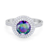 Halo Vintage Style Wedding Engagement Ring Round Cubic Zirconia 925 Sterling Silver