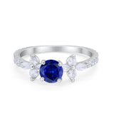 Art Deco Wedding Engagement Ring Marquise Round Cubic Zirconia 925 Sterling Silver