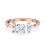 Art Deco Wedding Engagement Ring Marquise Round Cubic Zirconia 925 Sterling Silver