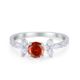 Art Deco Wedding Engagement Ring Marquise Round Cubic Zirconia 925 Sterling Silver