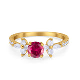 Art Deco Wedding Engagement Ring Marquise Round Cubic Zirconia 925 Sterling Silver