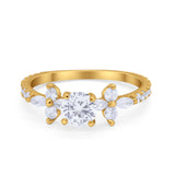 Art Deco Wedding Engagement Ring Marquise Round Cubic Zirconia 925 Sterling Silver