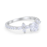 Art Deco Wedding Engagement Ring Marquise Round Cubic Zirconia 925 Sterling Silver