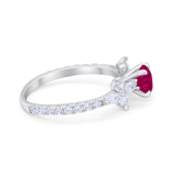Art Deco Wedding Engagement Ring Marquise Round Cubic Zirconia 925 Sterling Silver