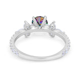 Art Deco Wedding Engagement Ring Marquise Round Cubic Zirconia 925 Sterling Silver