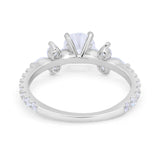 Art Deco Wedding Engagement Ring Marquise Round Cubic Zirconia 925 Sterling Silver